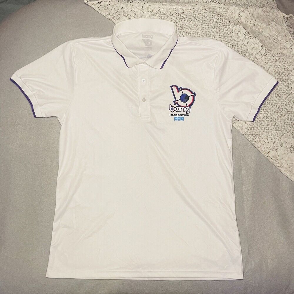Bang Energy Hard Seltzer Blue Logo Polo Rare Limited Large Used